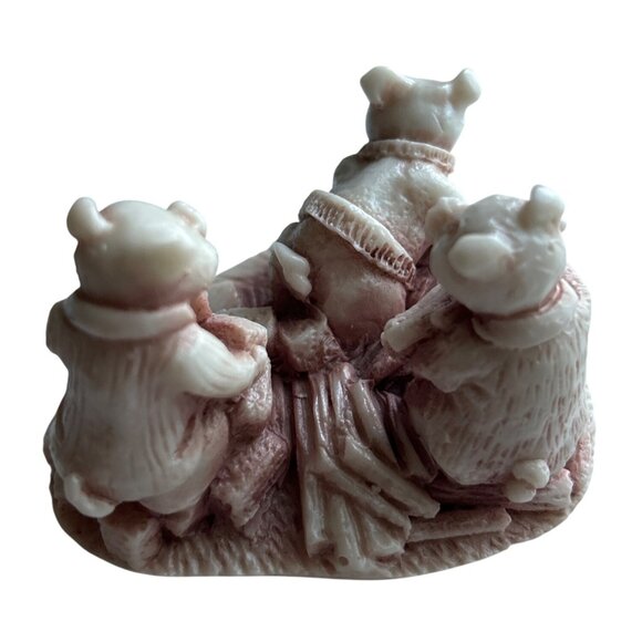 Vintage 1970s Three Little Pigs Marble Figurine Handcrafted Georgia USA Signed - Picture 3 of 7